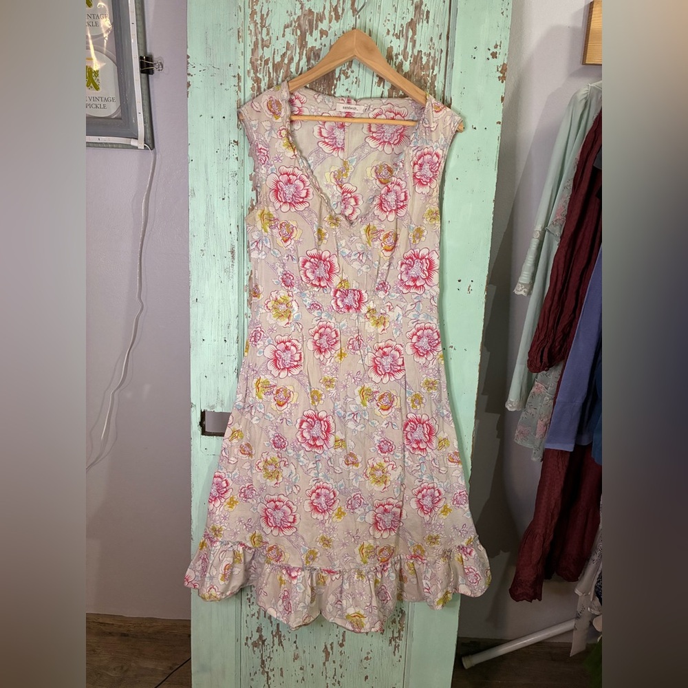 Women’s floral flutter hem sleeveless midi dress nightgown
